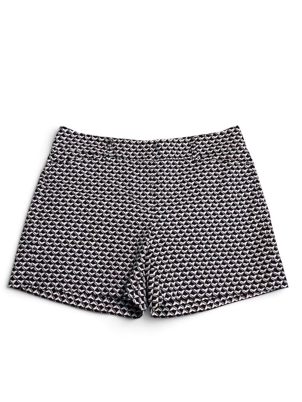 White House Black Market Black & White Geometric High-Rise Shorts
